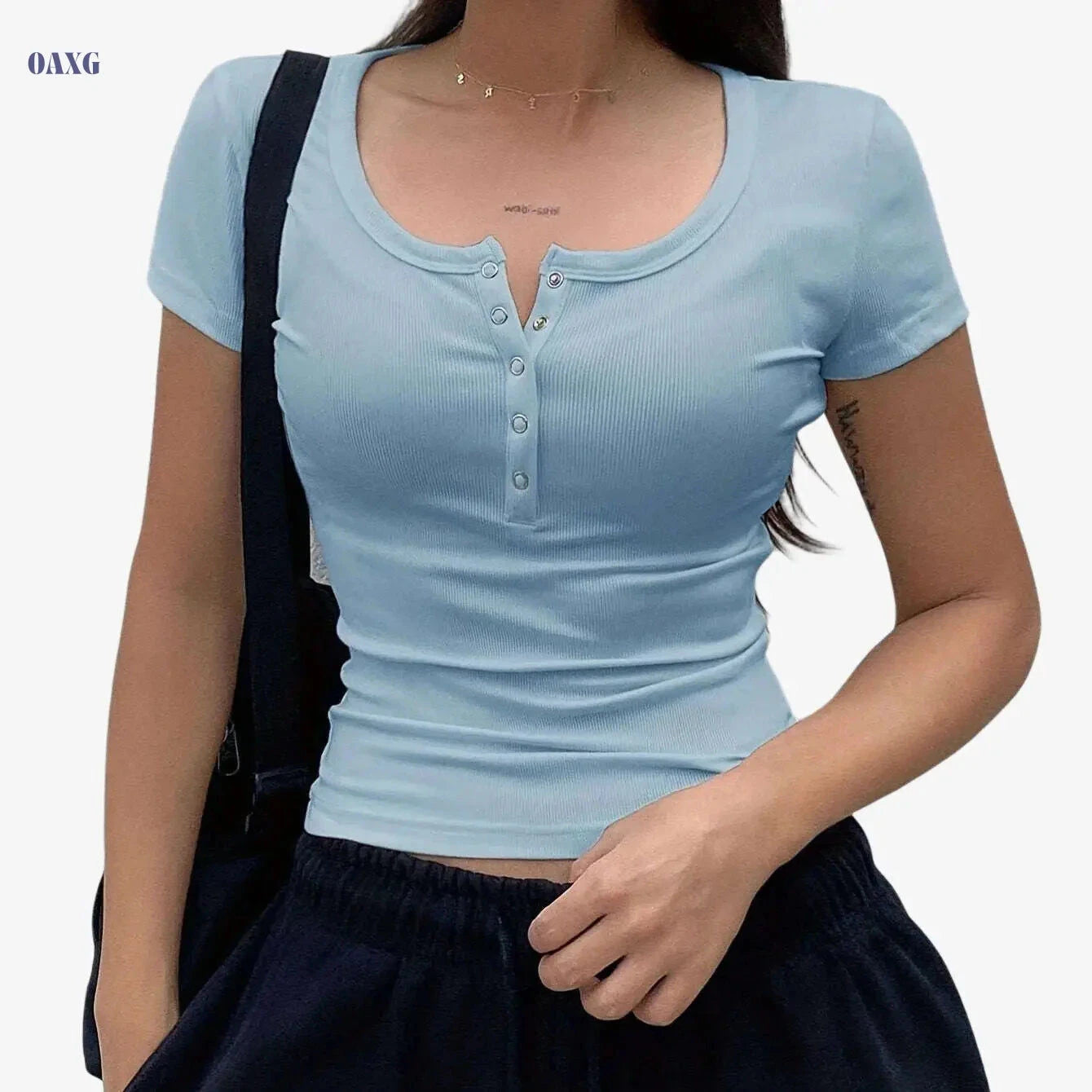 Women’s Summer Fitted T-Shirt - Elegant Solid Color, Short Sleeve   OAXG White / XS