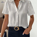 Women's Summer Printed Short-Sleeve Shirt - Elegant Vacation Style   OAXG Mixed colors / S