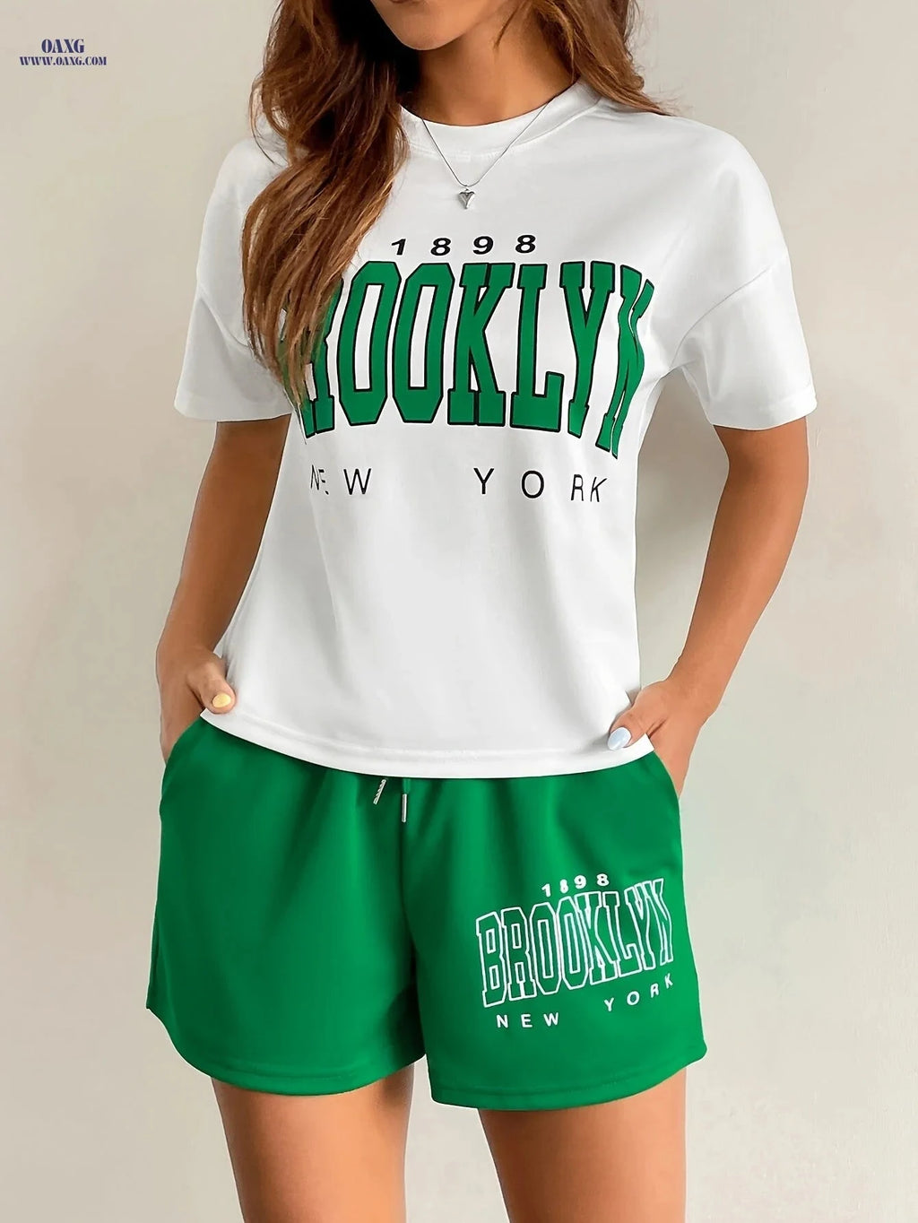 Women's Summer Short Sleeve T-Shirt & Shorts Set - Casual Outfit   OAXG 