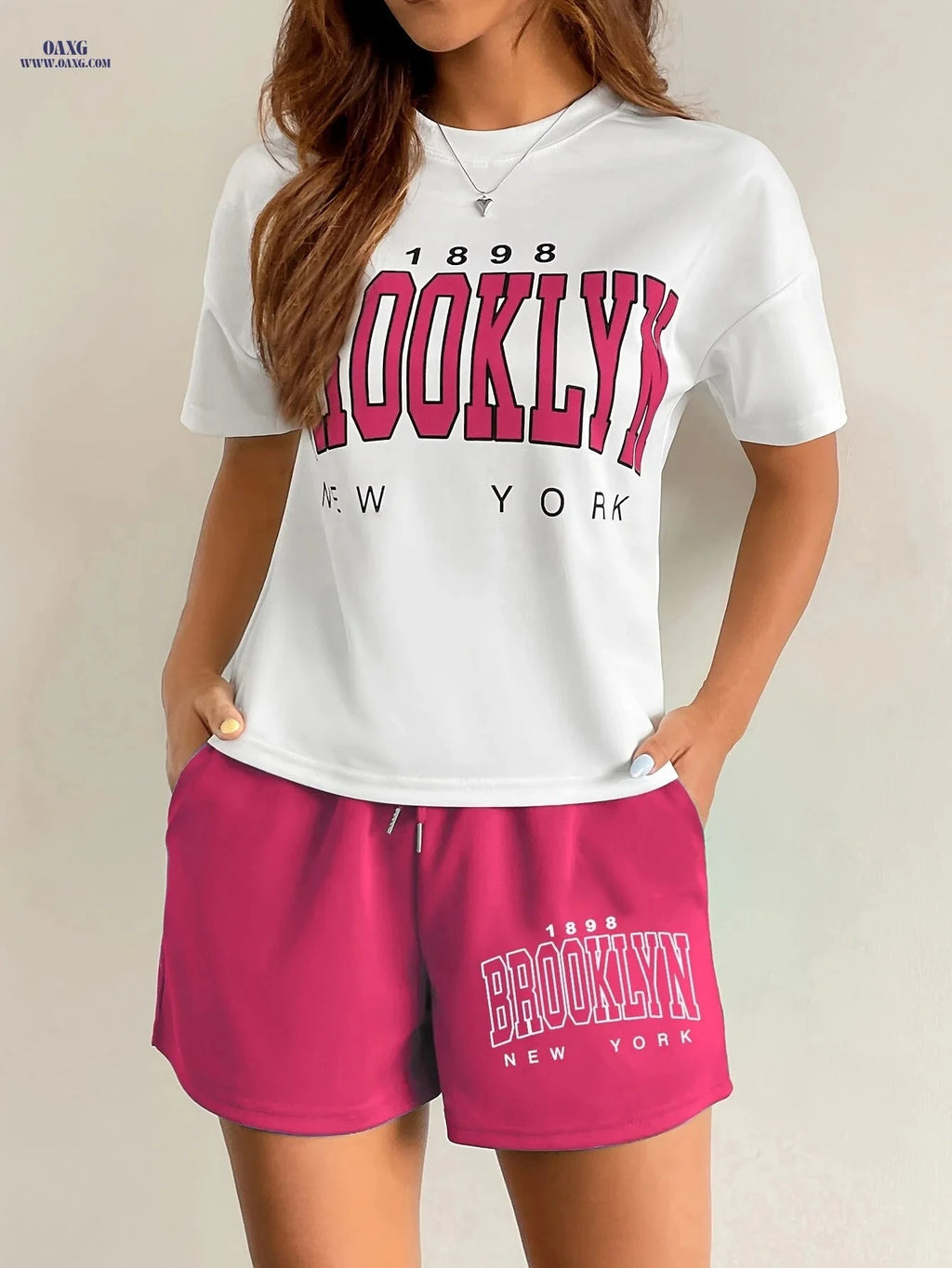 Women's Summer Short Sleeve T-Shirt & Shorts Set - Casual Outfit   OAXG 