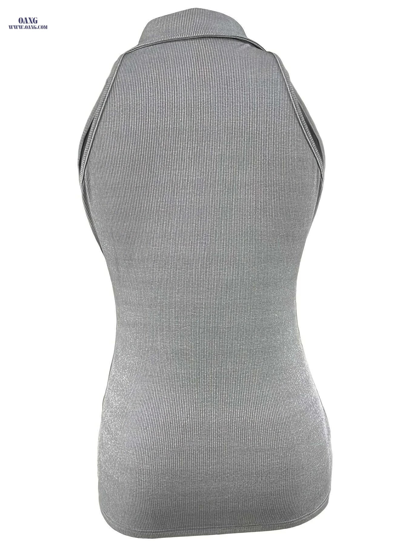 Women's Summer Slim-Fit Zip-Front T-Shirt - Casual & Dressy Style   OAXG 
