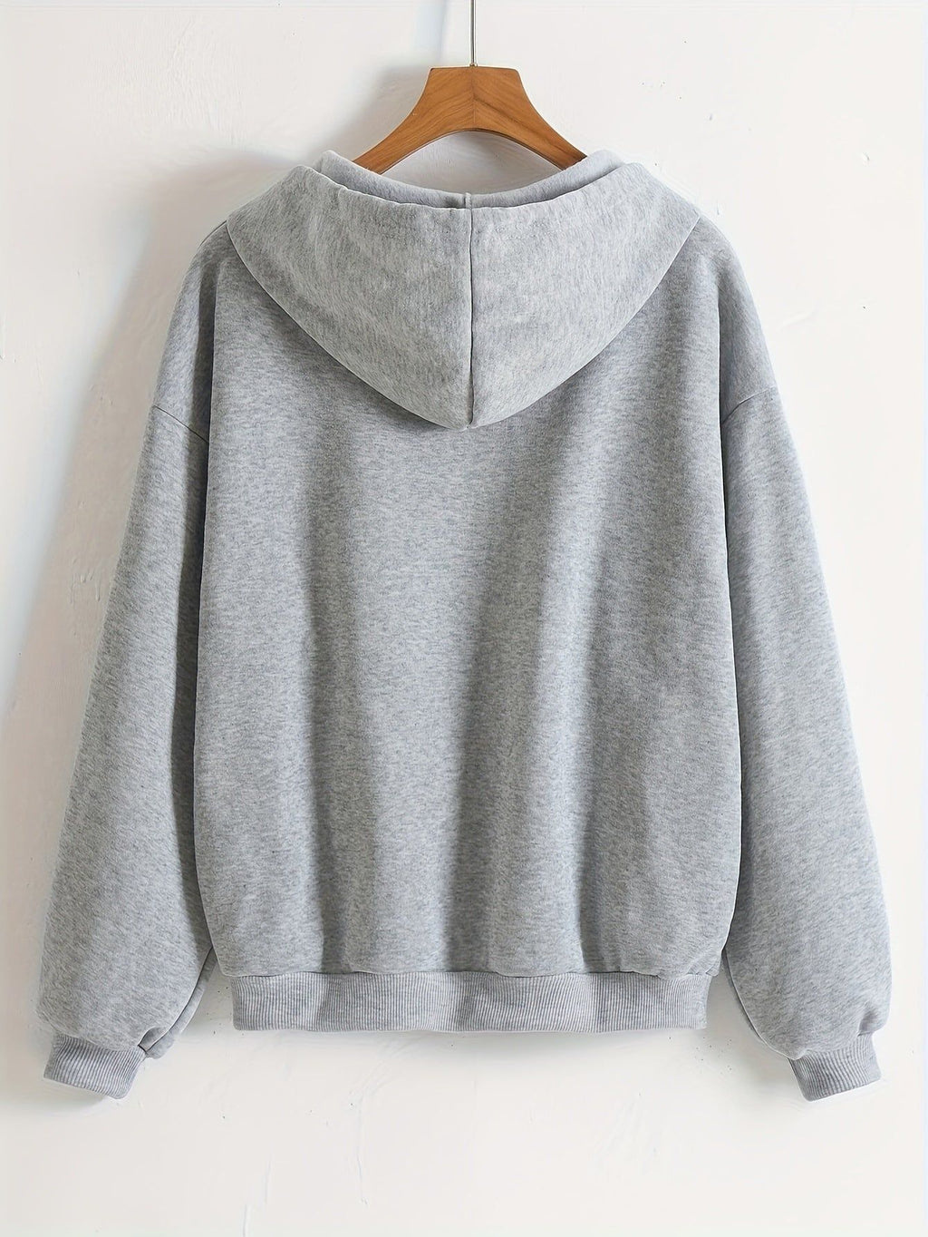 Women's Thick -Lined Hooded Zip-Up Sweatshirt, Warm and Comfortable Geometric Print Top Sweatshirt Jacket with Drawstring Hood, Kangaroo Pocket, for Casual Streetwear, Autumn/Winter Warm Long-Sleeve Pullover Sweatshirt   OAXG White / S