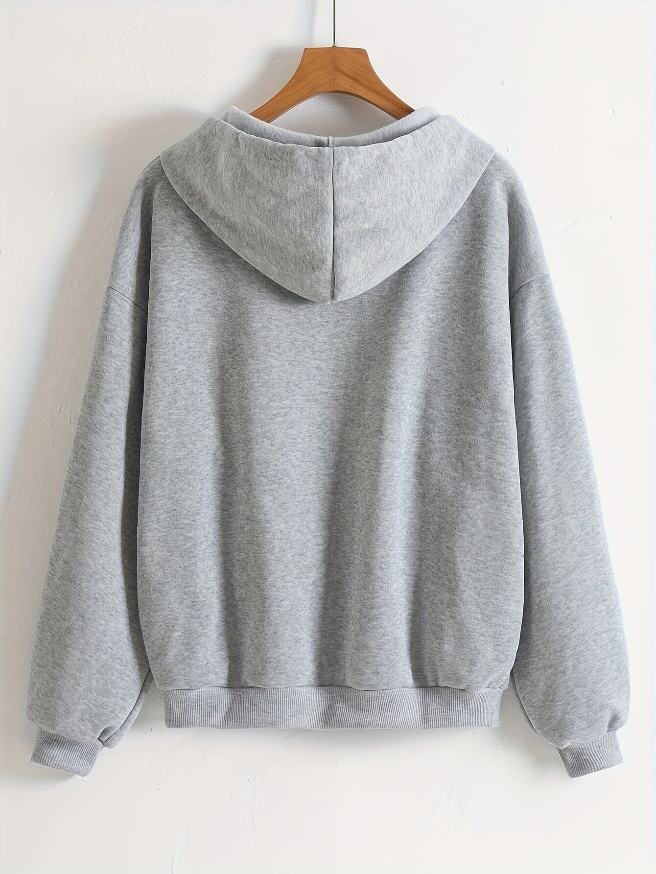 Women's Thick -Lined Hooded Zip-Up Sweatshirt, Warm and Comfortable Geometric Print Top Sweatshirt Jacket with Drawstring Hood, Kangaroo Pocket, for Casual Streetwear, Autumn/Winter Warm Long-Sleeve Pullover Sweatshirt   OAXG White / S