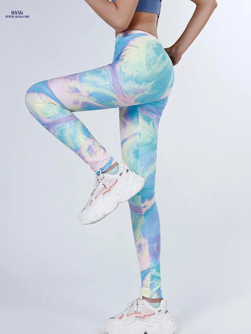 Women's Tie Dye Print Casual Pants - Comfortable and Cropped Style   OAXG Pink Color / S