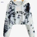 Women's Tie Dye Sports Hoodie - Long Sleeve Crop Pullover   OAXG 