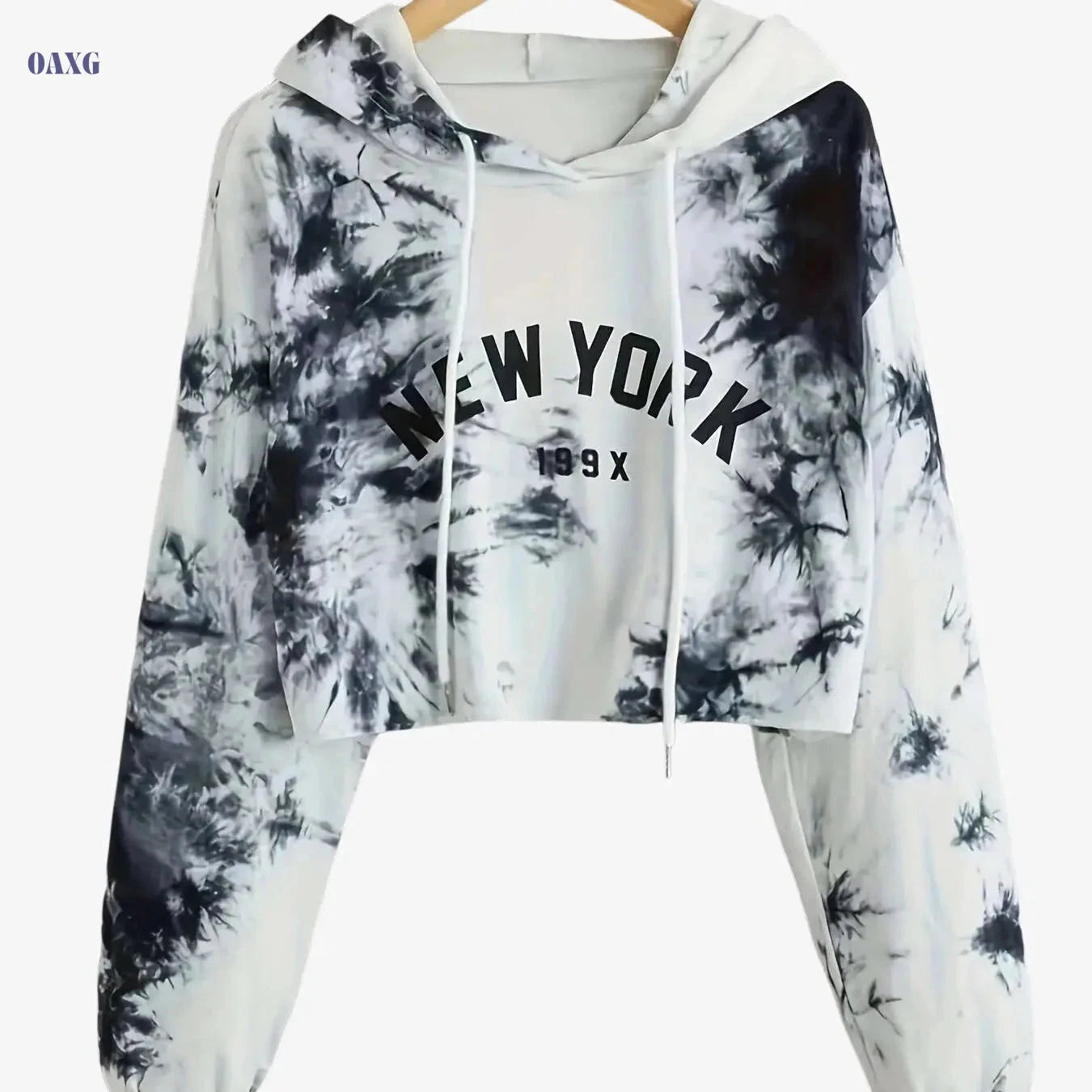 Women's Tie Dye Sports Hoodie - Long Sleeve Crop Pullover   OAXG 