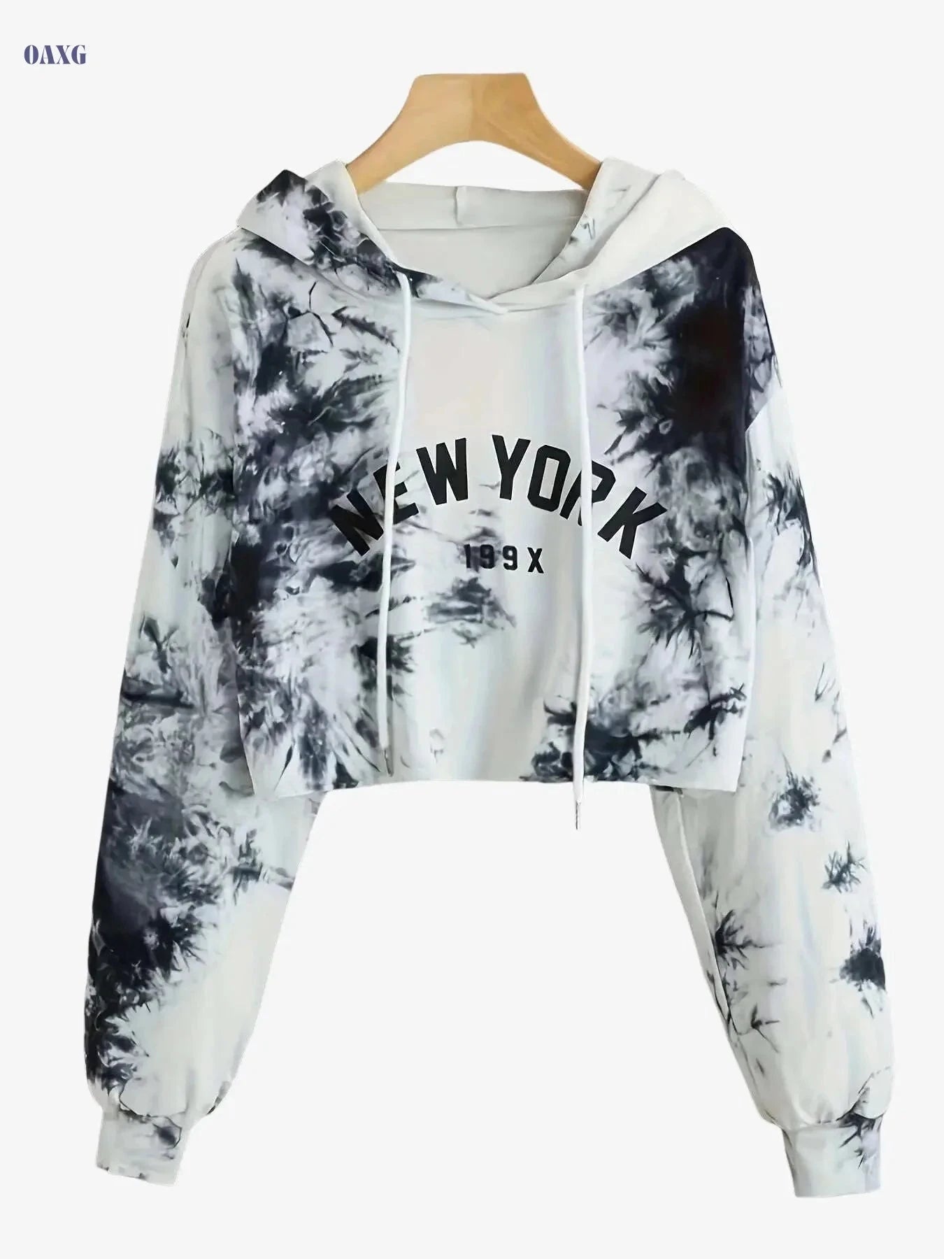 Women's Tie Dye Sports Hoodie - Long Sleeve Crop Pullover   OAXG 