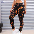 Women's Trendy Landscape Painting Skinny Pants – Stylish Cotton Blend   OAXG Orange / S