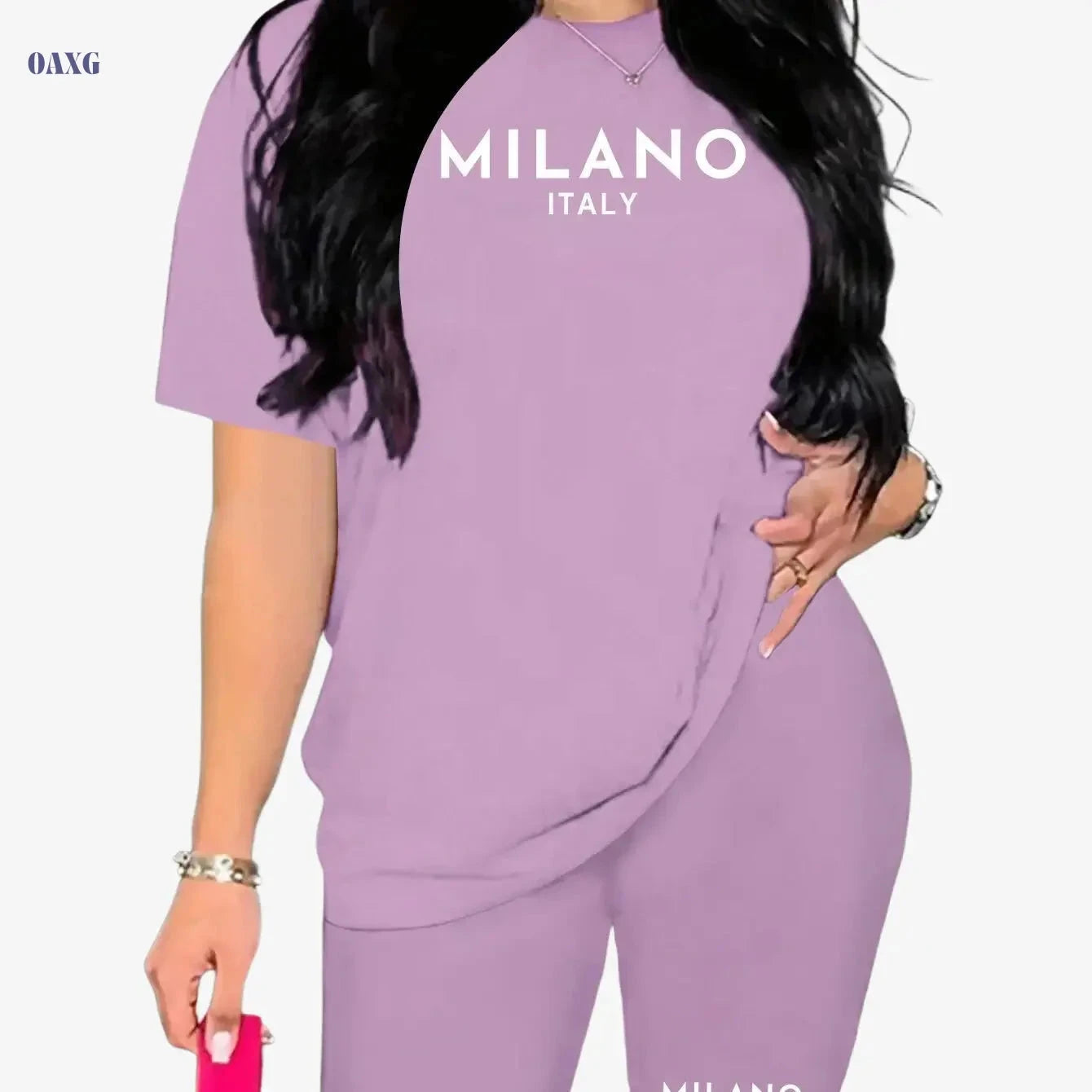 Women's Trendy T-Shirt & Shorts Set - Cartoon Print, Comfy Polyester   OAXG 