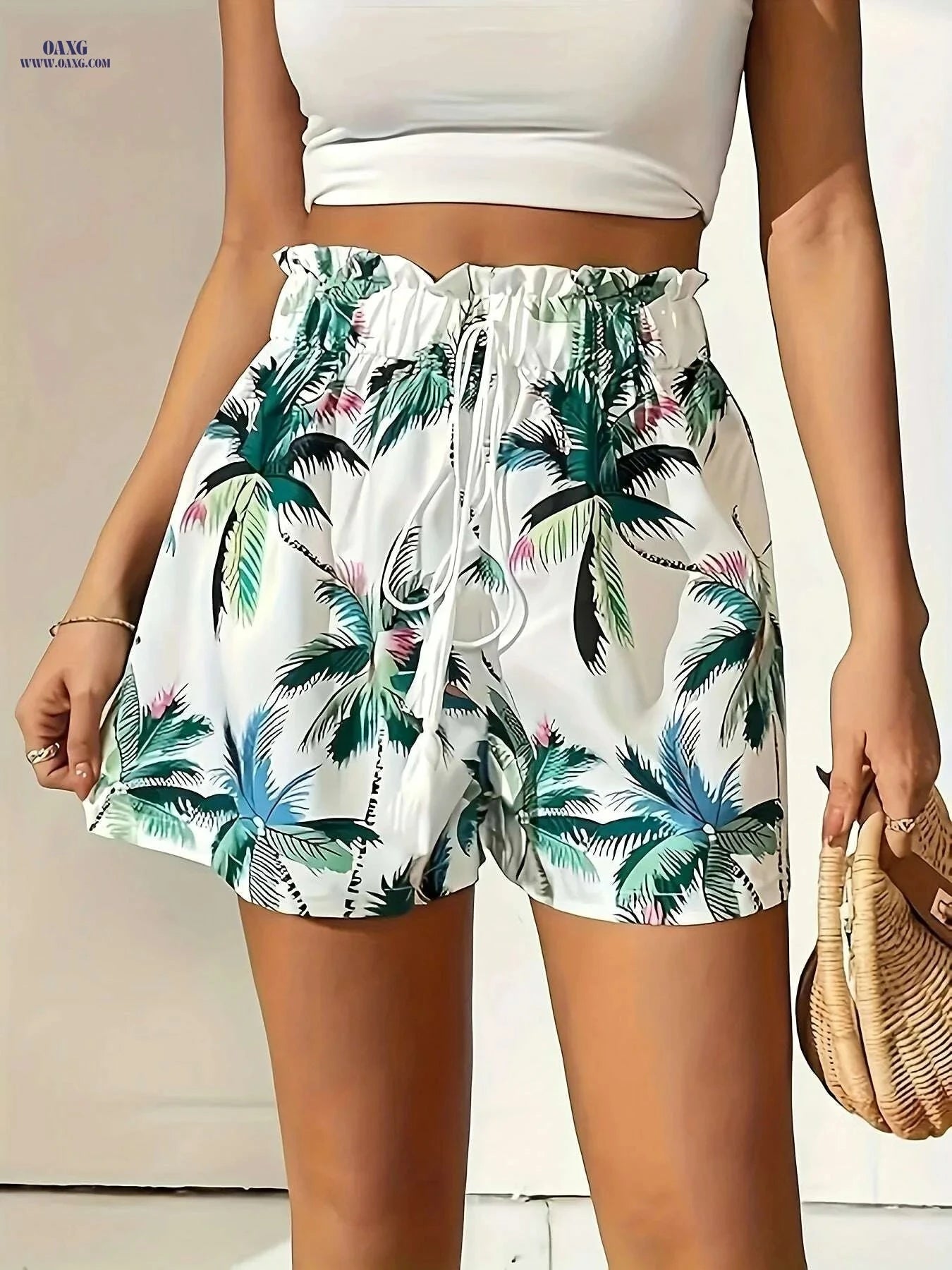 Women's Tropical Beach Shorts - Lightweight, Loose Fit Vacation Style   OAXG 