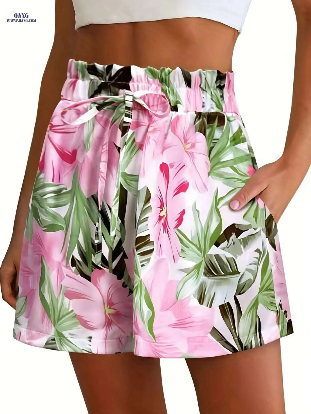 Women's Tropical Floral Print Shorts - Lightweight, Machine Washable   OAXG 