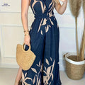Women's Tropical Print Halter Neck Jumpsuit - Spring/Summer Style   OAXG 