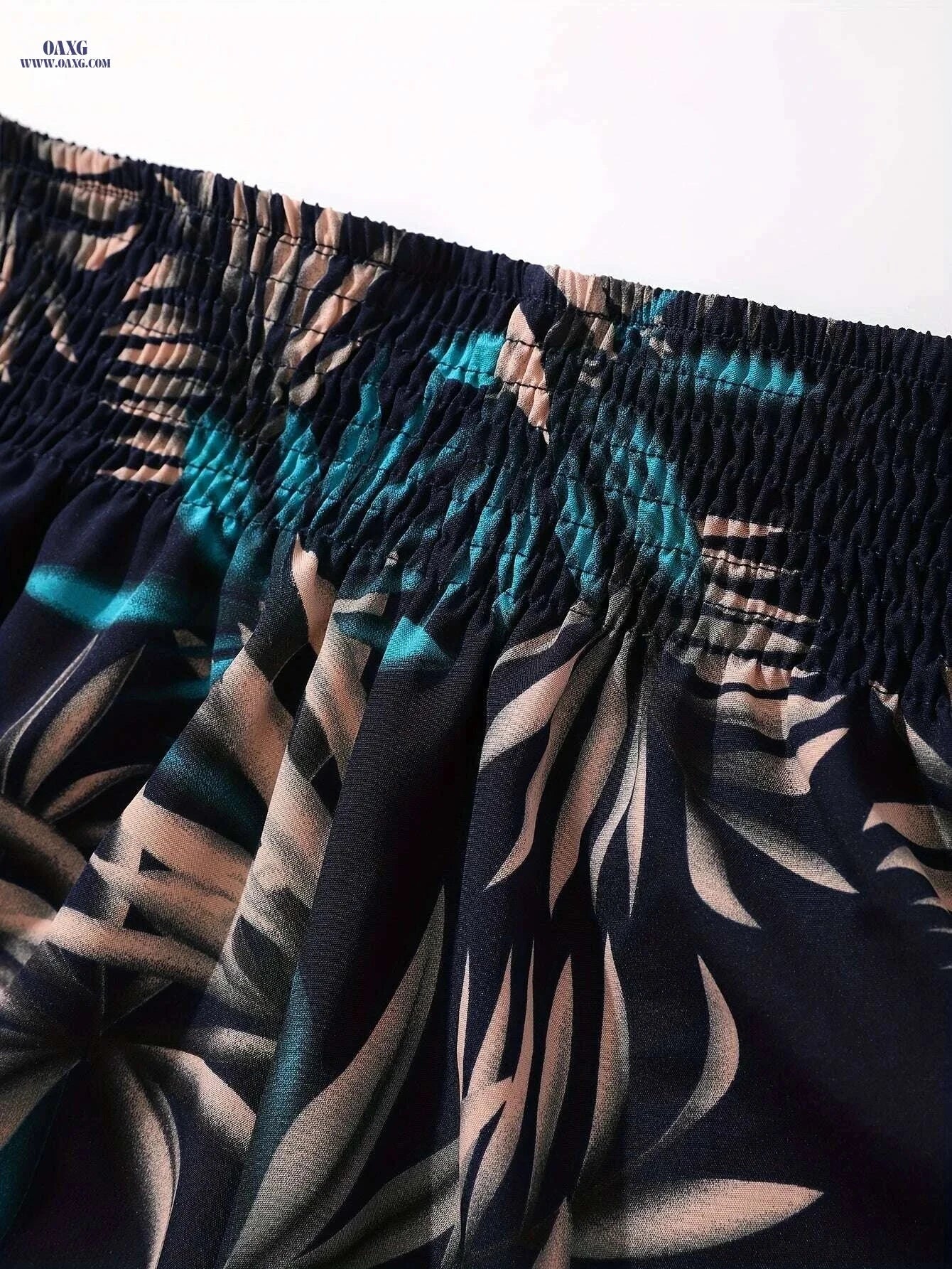 Women's Tropical Print Swim Shorts - High-Waisted, Quick-Dry Fabric   OAXG 