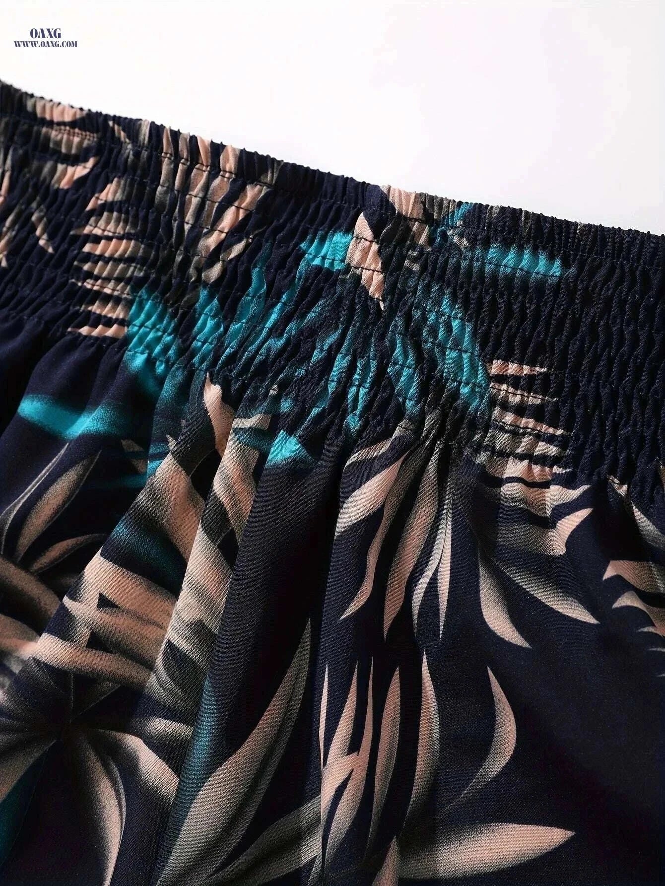 Women's Tropical Print Swim Shorts - High-Waisted, Quick-Dry Fabric   OAXG Mixed Color / S