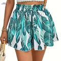 Women's Tropical Print Wide-Leg Shorts - Casual Beach Style   OAXG 
