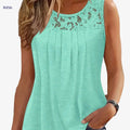 Women's V-Neck Lace Patchwork T-Shirt - Casual Summer Style   OAXG Mineral Green / S