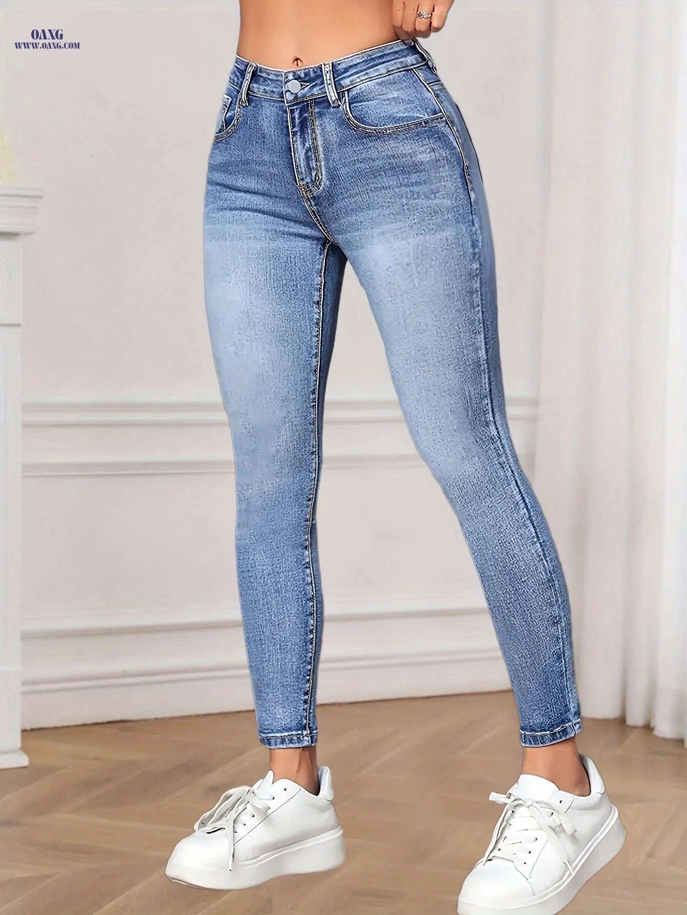Women’s Versatile Stretchy Skinny Jeans - All-Season Casual Wear   OAXG Blue / XS