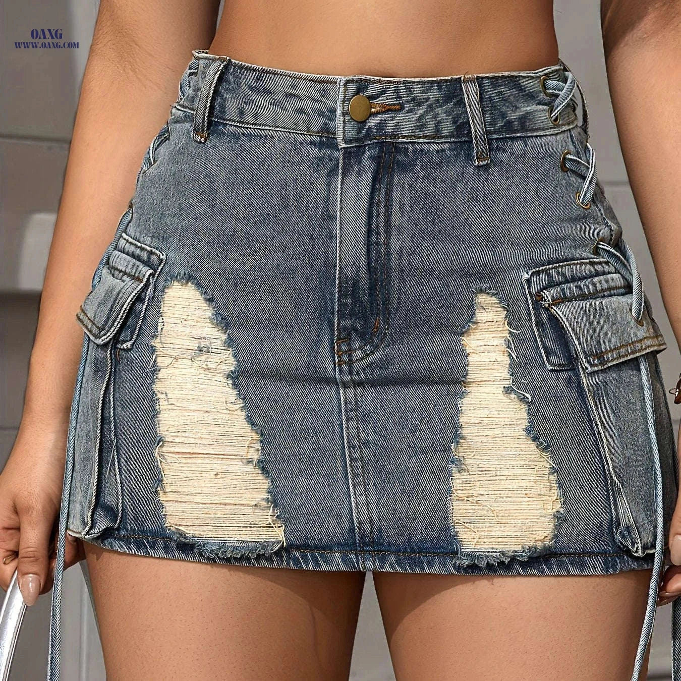 Women's Vintage Brushed Straight Mini Skirt - Solid Color Spring/Fall   OAXG Dark Blue / XS