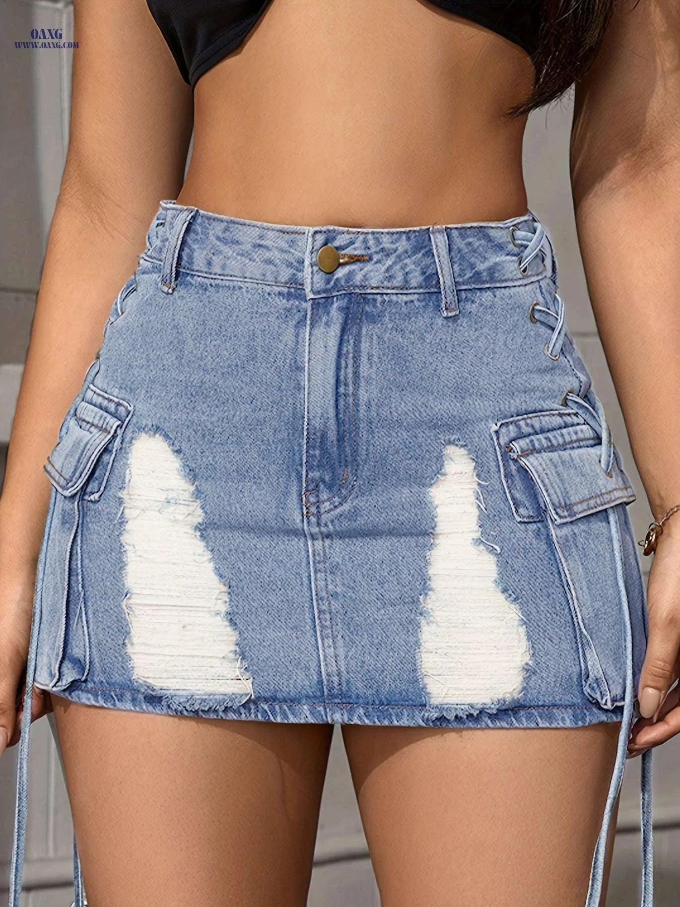Women's Vintage Brushed Straight Mini Skirt - Solid Color Spring/Fall   OAXG Dark Blue / XS