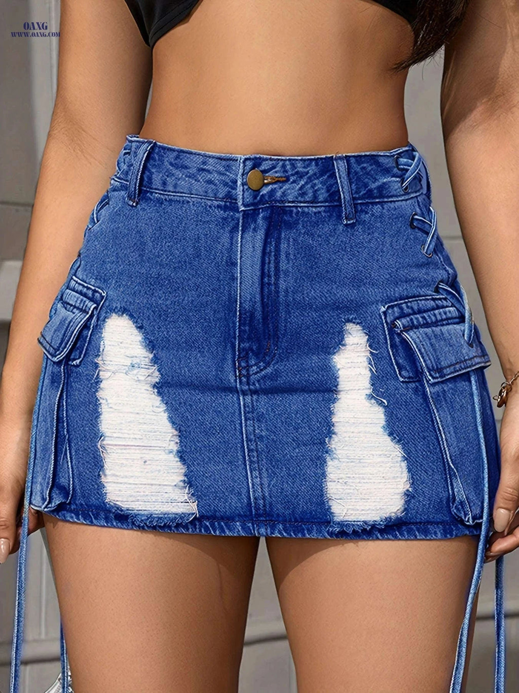 Women's Vintage Brushed Straight Mini Skirt - Solid Color Spring/Fall   OAXG Dark Blue / XS