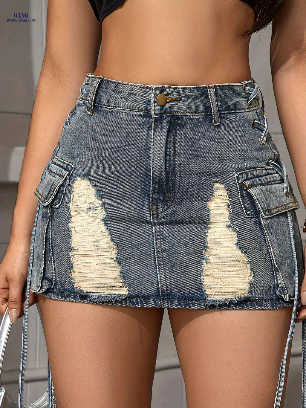 Women's Vintage Brushed Straight Mini Skirt - Solid Color Spring/Fall   OAXG Dark Blue / XS
