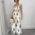 Women’s Vintage Floral Jumpsuit - Tie-Waist, Wide-Leg Style   OAXG Mixed Color / S