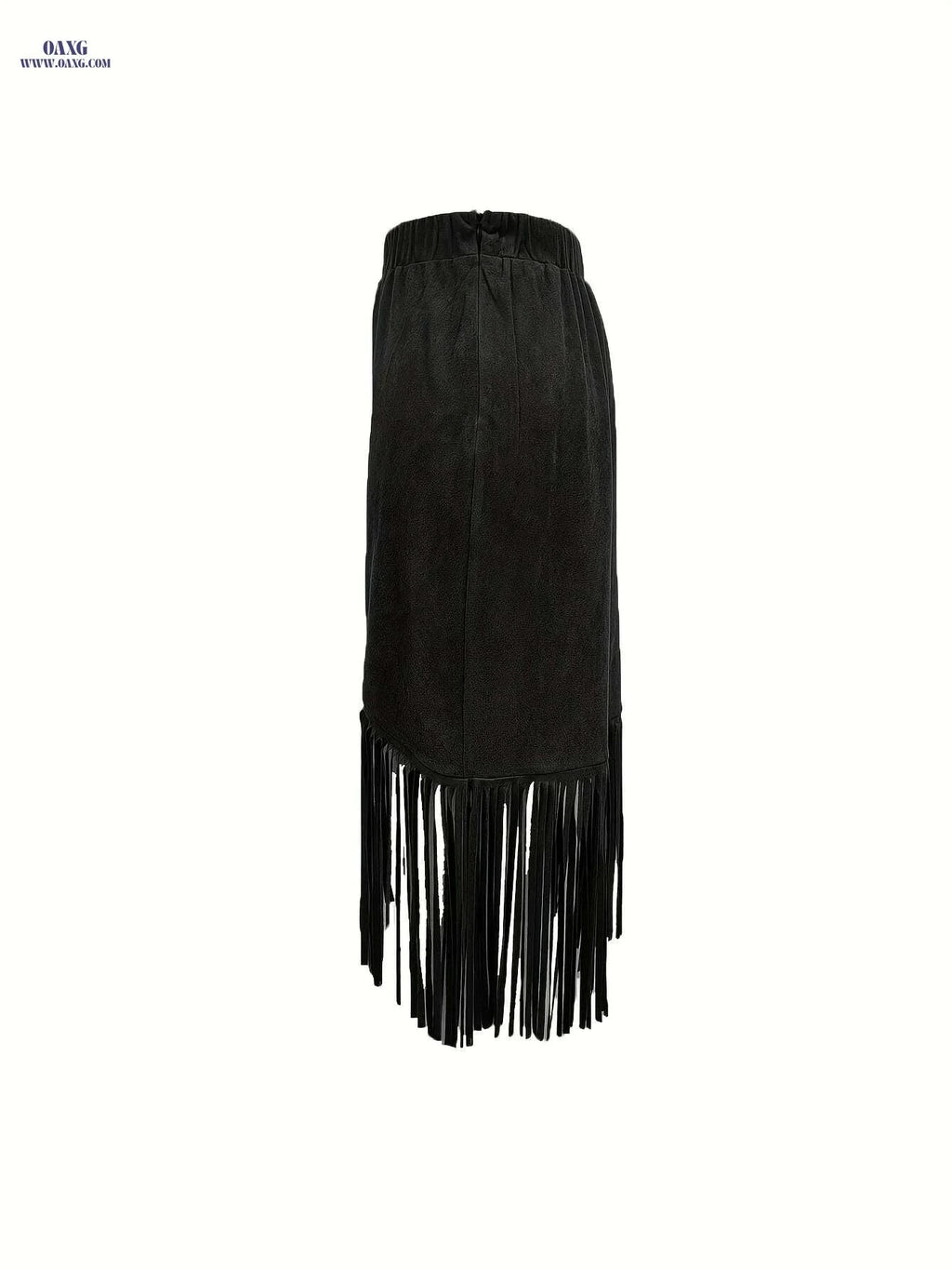 Women's Vintage Fringed Mid-Length Skirt - Casual Spring/Fall Style   OAXG Rust / S