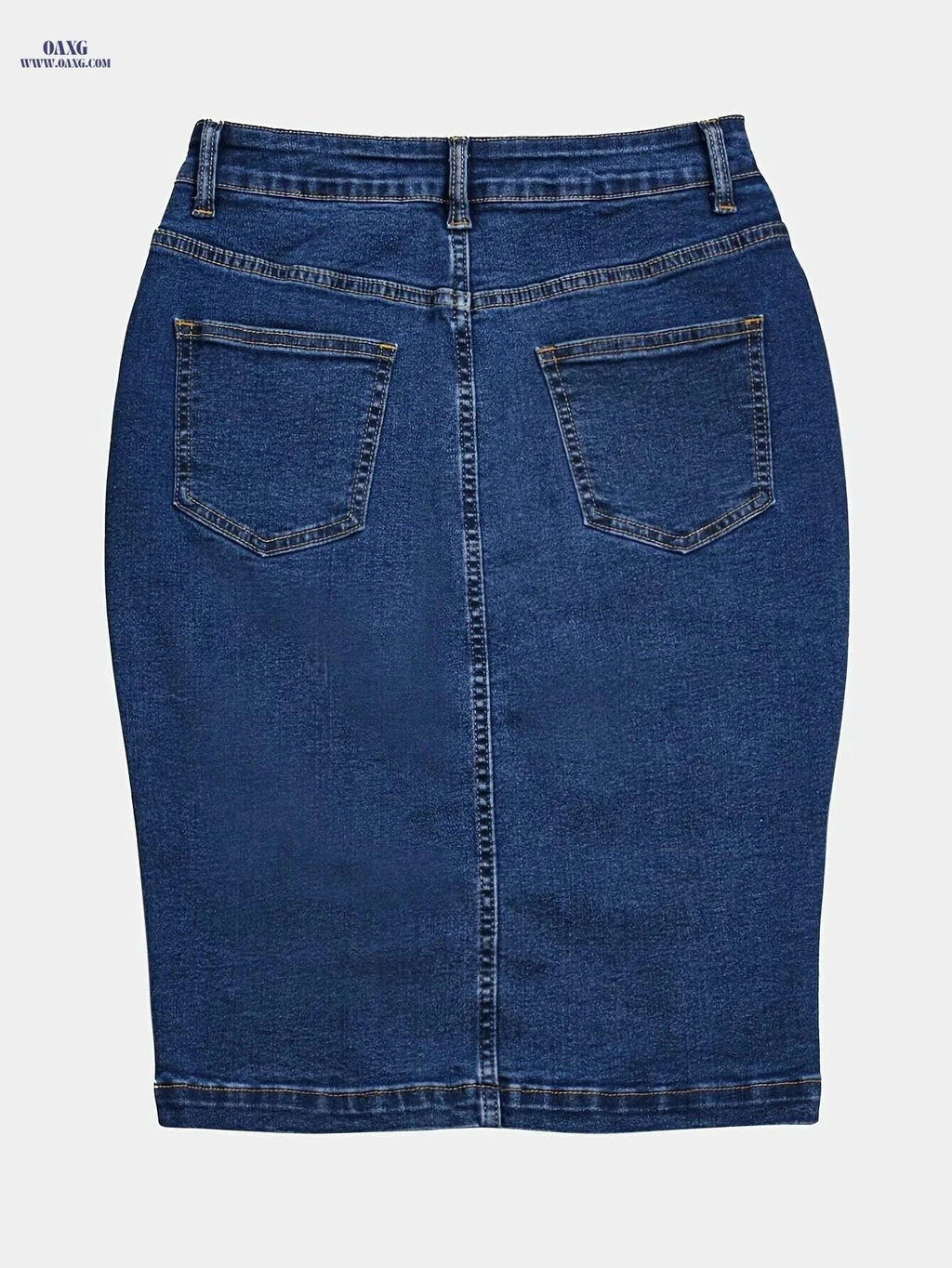 Women's Vintage High-Waisted Denim Skirt - Stretchy, Non-See-Through Design   OAXG Deep Blue / S