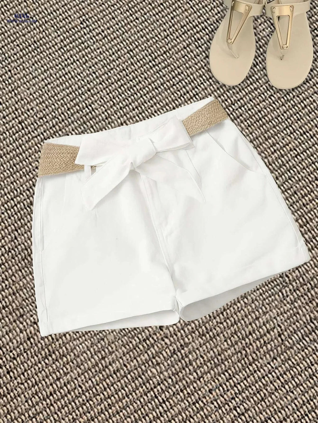 Women's White High-Waisted Casual Shorts - Beach & Office Ready   OAXG 