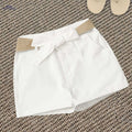 Women's White High-Waisted Casual Shorts - Beach & Office Ready   OAXG 