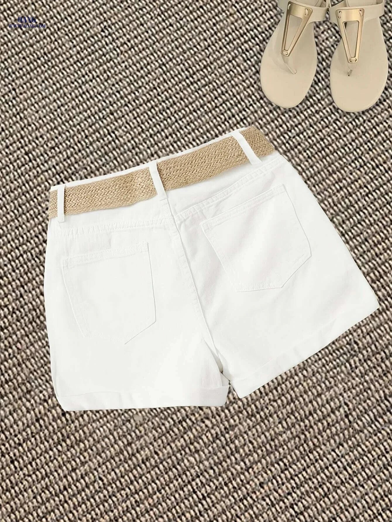 Women's White High-Waisted Casual Shorts - Beach & Office Ready   OAXG 