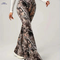 Women's Y2K High-Waisted Flare Pants - Camouflage Autumn Design   OAXG 【Multicolor】 / S