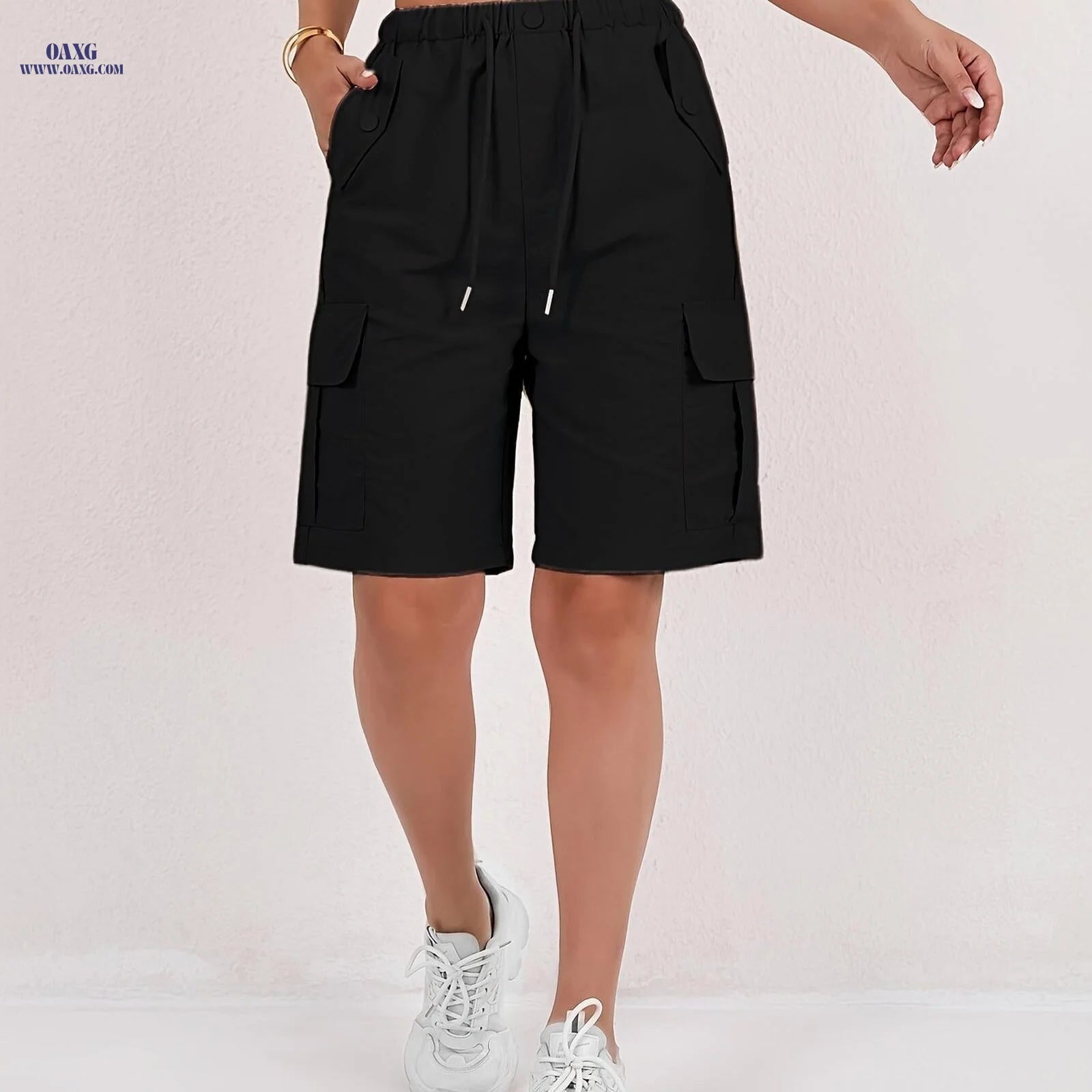 Women's Cargo Shorts - Loose-Fitting, Casual, Multiple Pockets   OAXG 