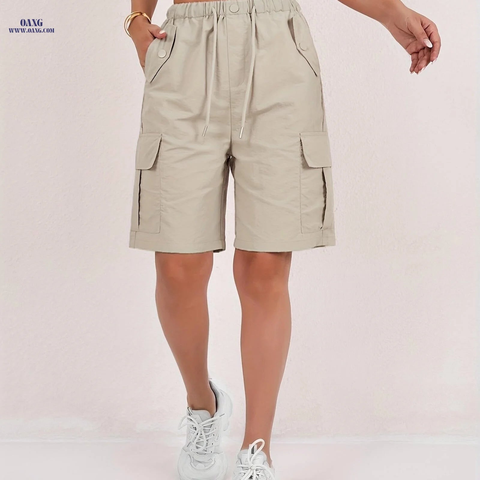 Women's Cargo Shorts - Loose-Fitting, Casual, Multiple Pockets   OAXG 