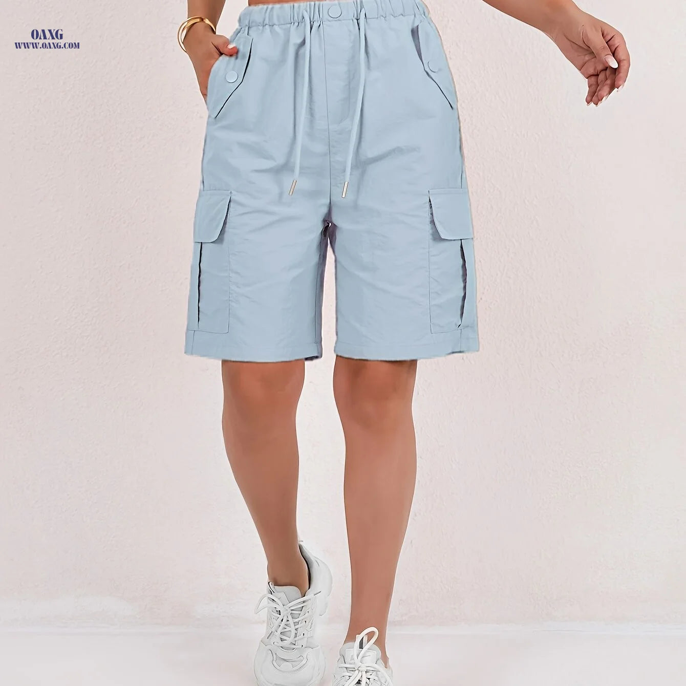 Women's Cargo Shorts - Loose-Fitting, Casual, Multiple Pockets   OAXG 