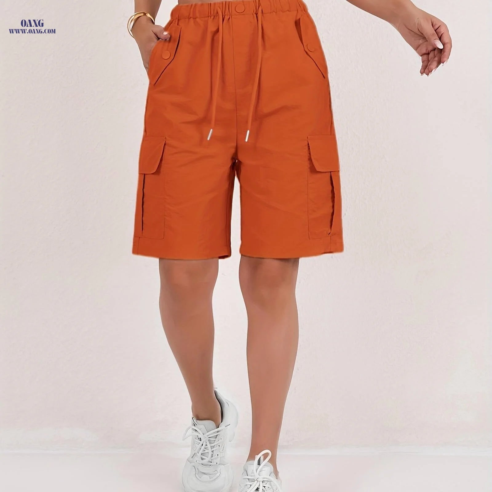 Women's Cargo Shorts - Loose-Fitting, Casual, Multiple Pockets   OAXG 