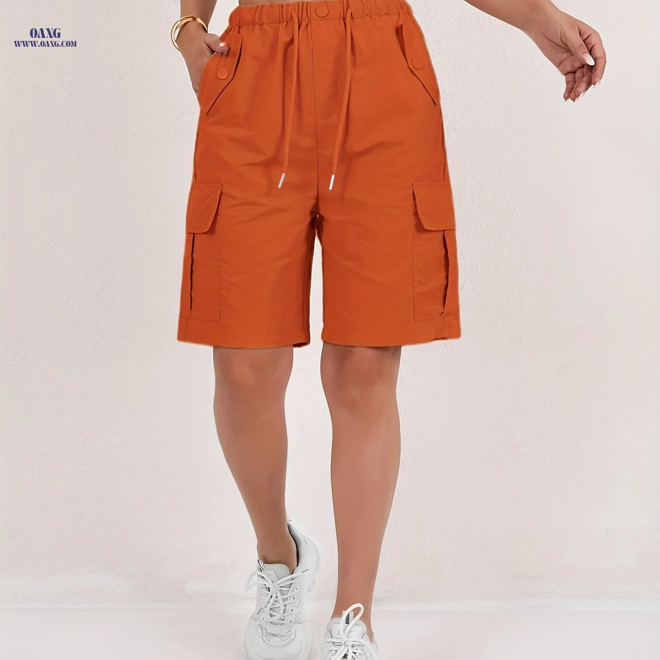 Women's Cargo Shorts - Loose-Fitting, Casual, Multiple Pockets   OAXG Pink / S