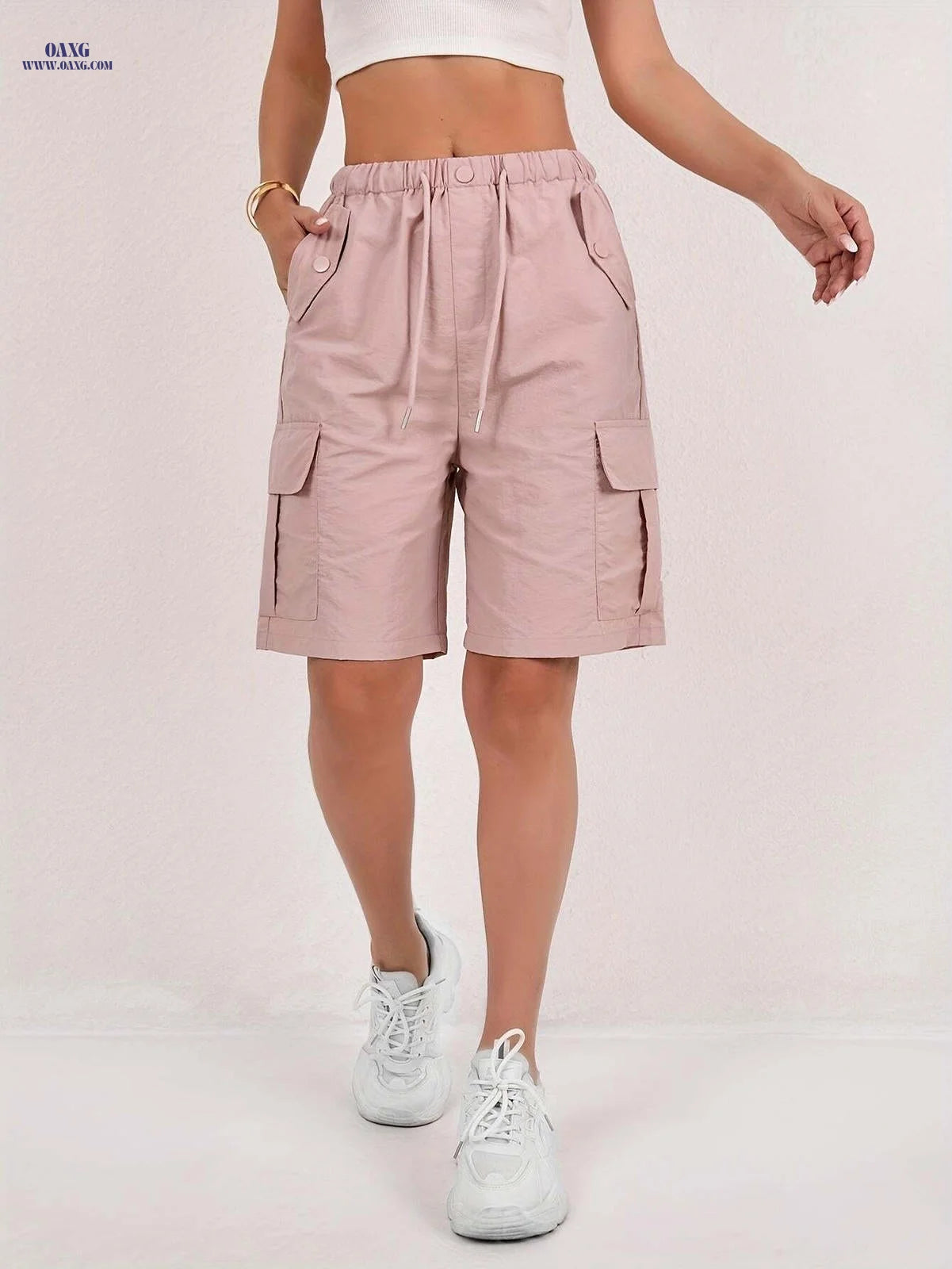 Women's Cargo Shorts - Loose-Fitting, Casual, Multiple Pockets   OAXG 