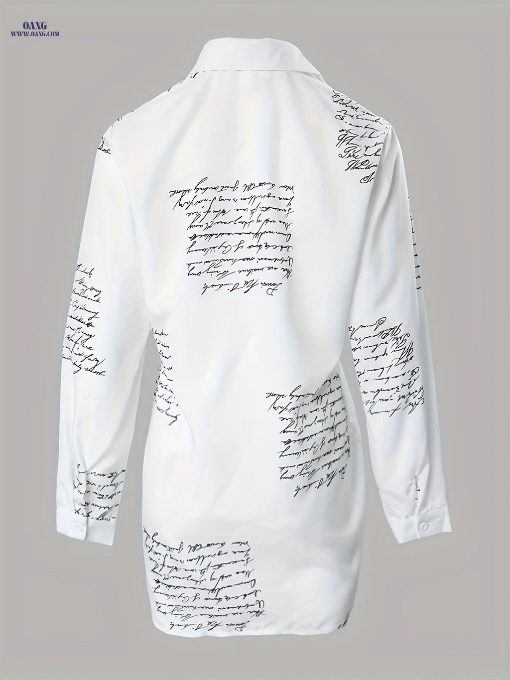 Letter Print Shirt, Casual Button Front Long Sleeve Shirt, Women's Clothing   OAXG White / S