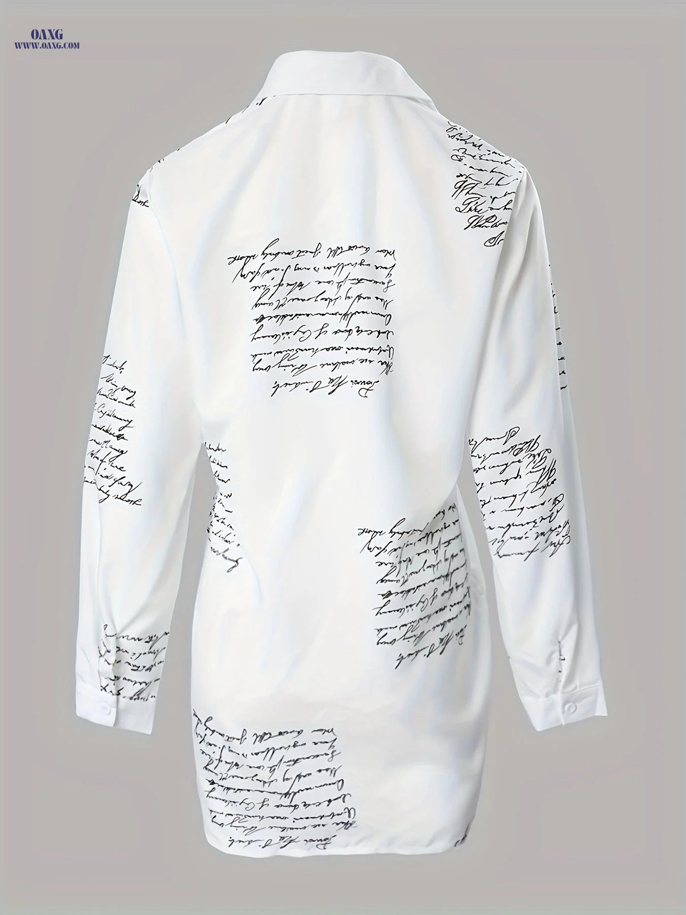 Letter Print Shirt, Casual Button Front Long Sleeve Shirt, Women's Clothing   OAXG White / S