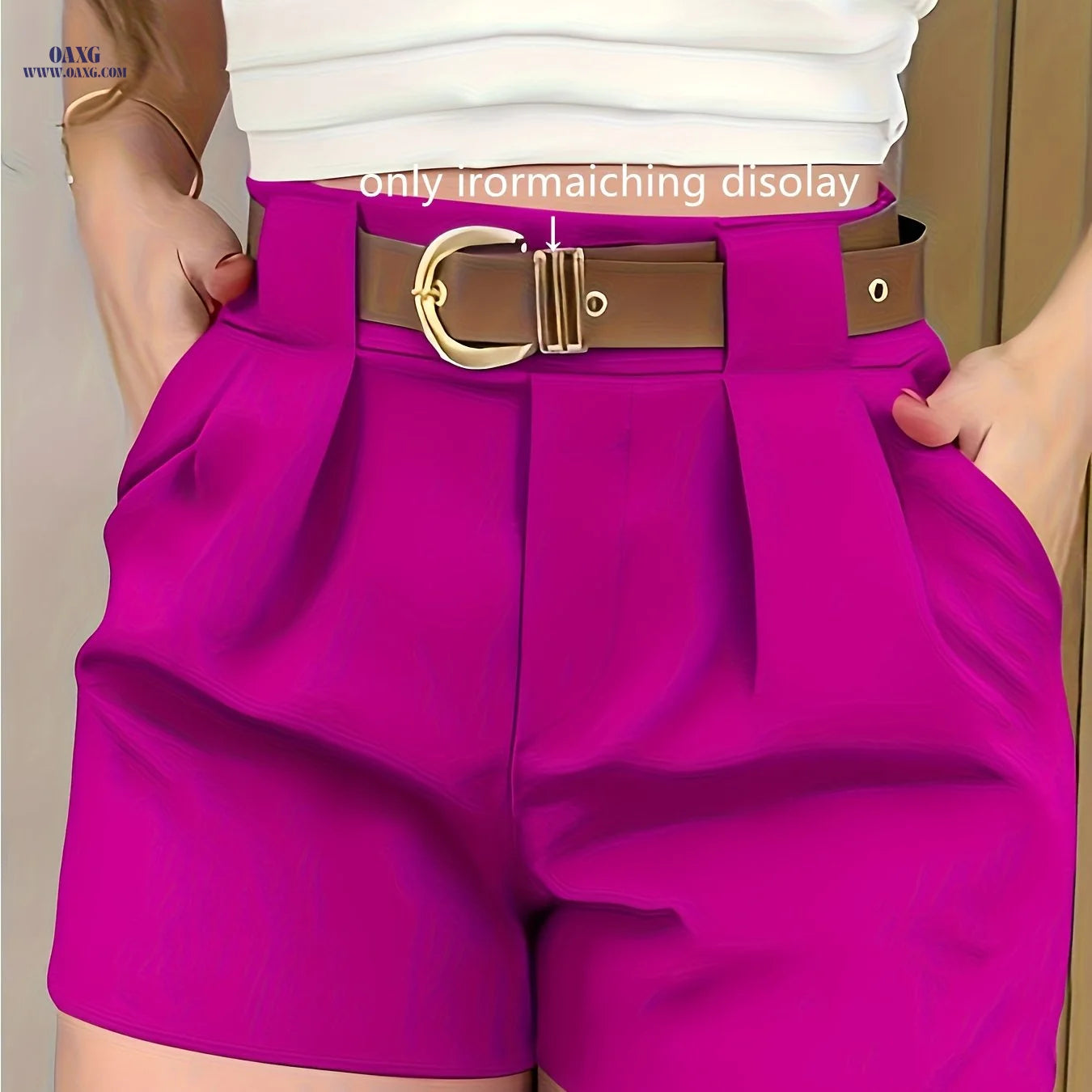 Women's Solid Color Casual Shorts - Slant Pockets for Spring/Fall   OAXG 