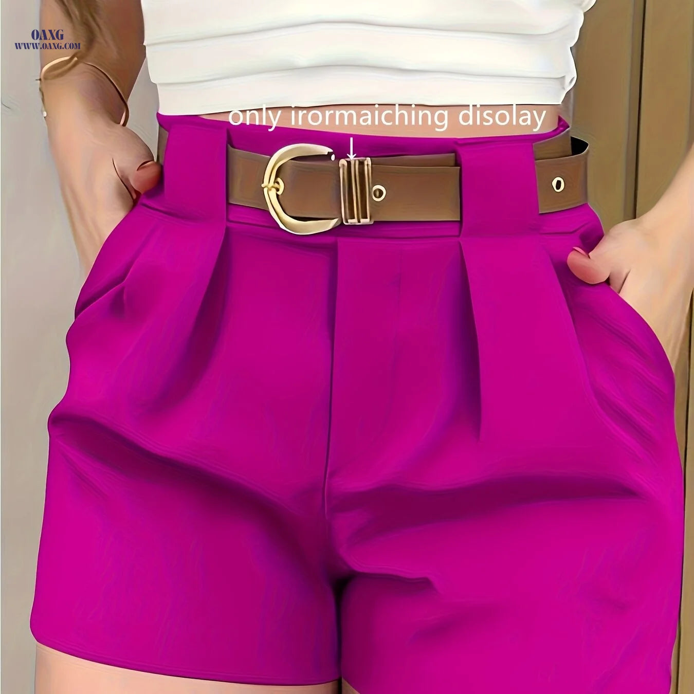 Women's Solid Color Casual Shorts - Slant Pockets for Spring/Fall   OAXG 