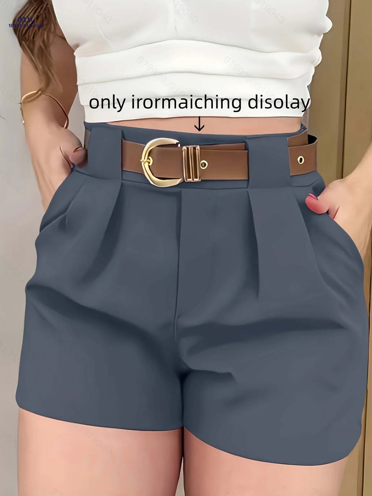 Women's Solid Color Casual Shorts - Slant Pockets for Spring/Fall   OAXG 