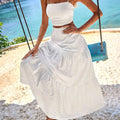 WY260204093 Cat Ear Two-Piece Set - Elegant Solid Color Dress   OAXG White / S