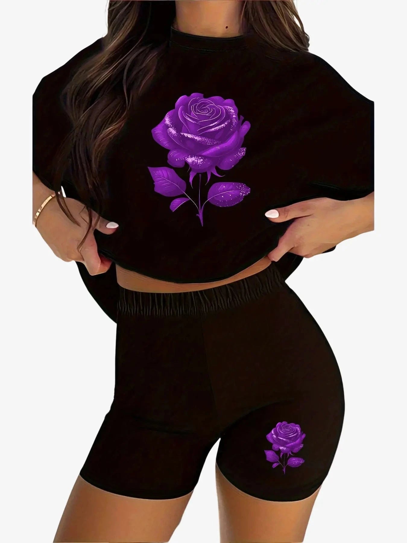 XDF11L53 Women's Casual Sports Set - Round Neck, Unique Print Design   OAXG 