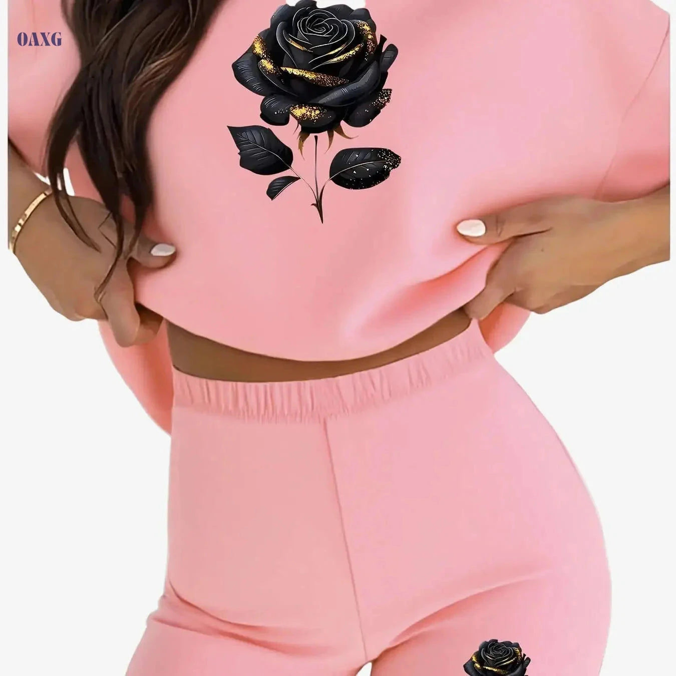 XDF11L53 Women's Sports Set - Casual Round Neck & Unique Print   OAXG 