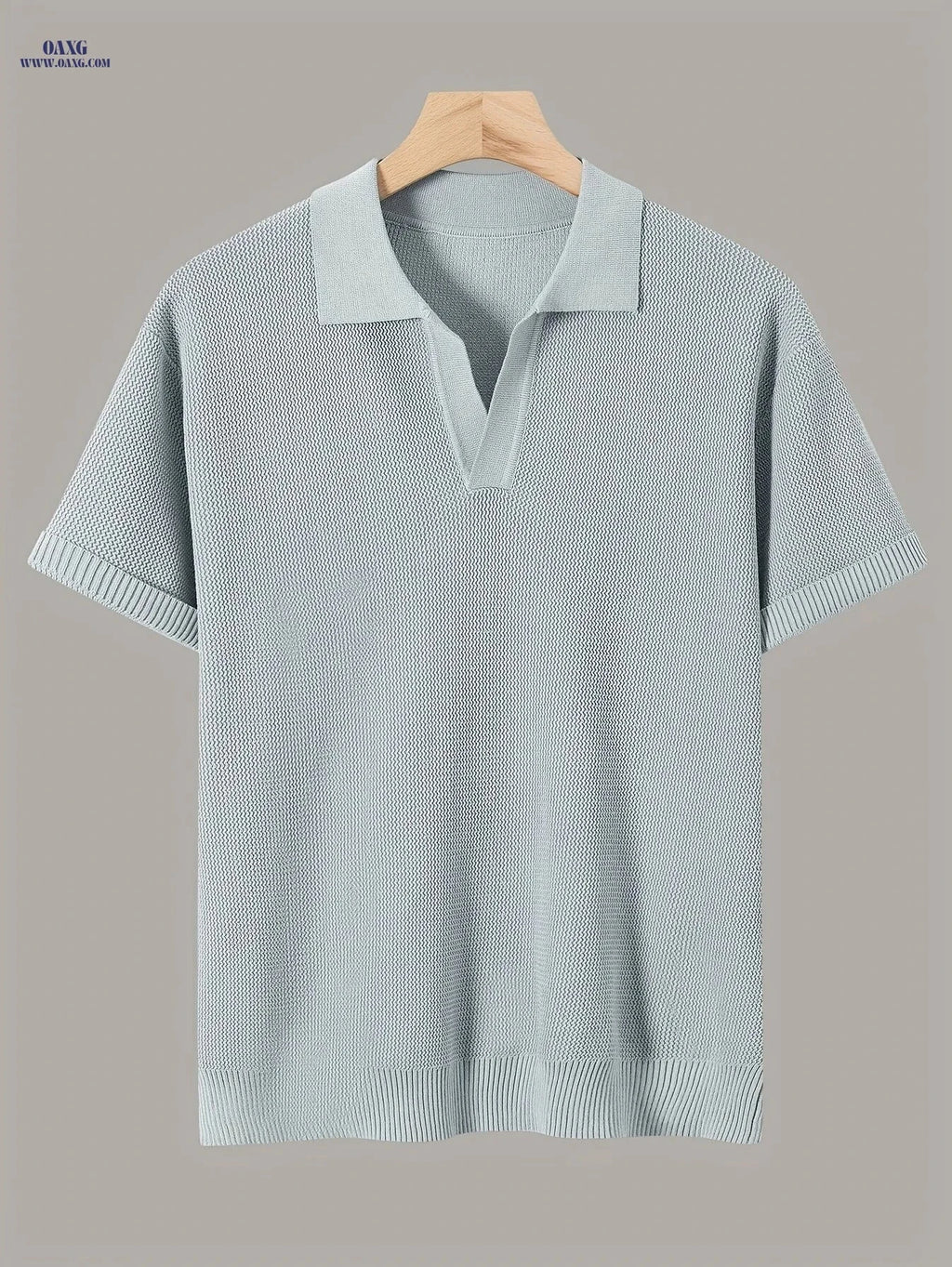 Xingfan Men's Knit Sweater - Trendy Lapel Short-Sleeve Fashion Top   OAXG 