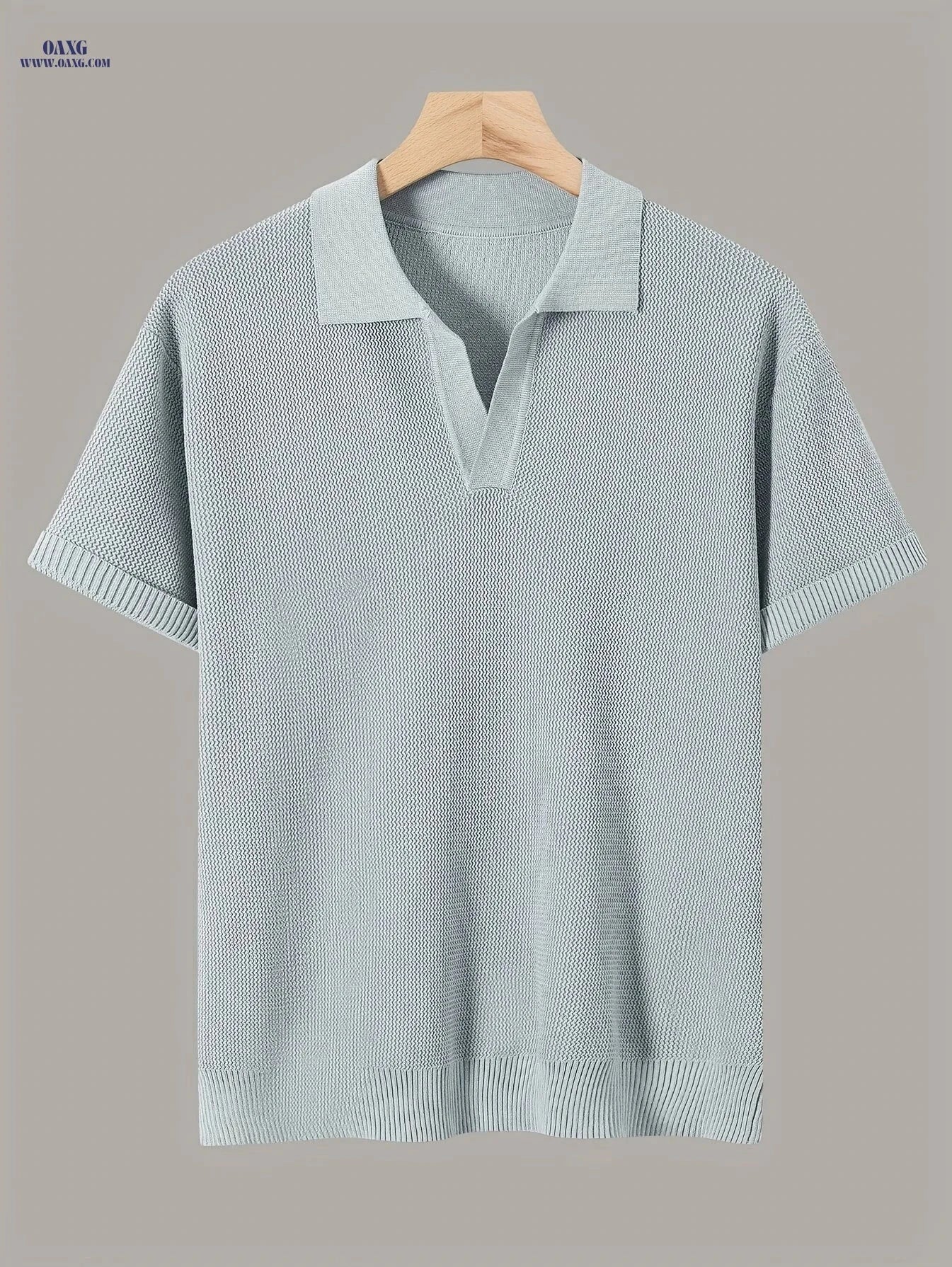 Xingfan Men's Knit Sweater - Trendy Lapel Short-Sleeve Fashion Top   OAXG 