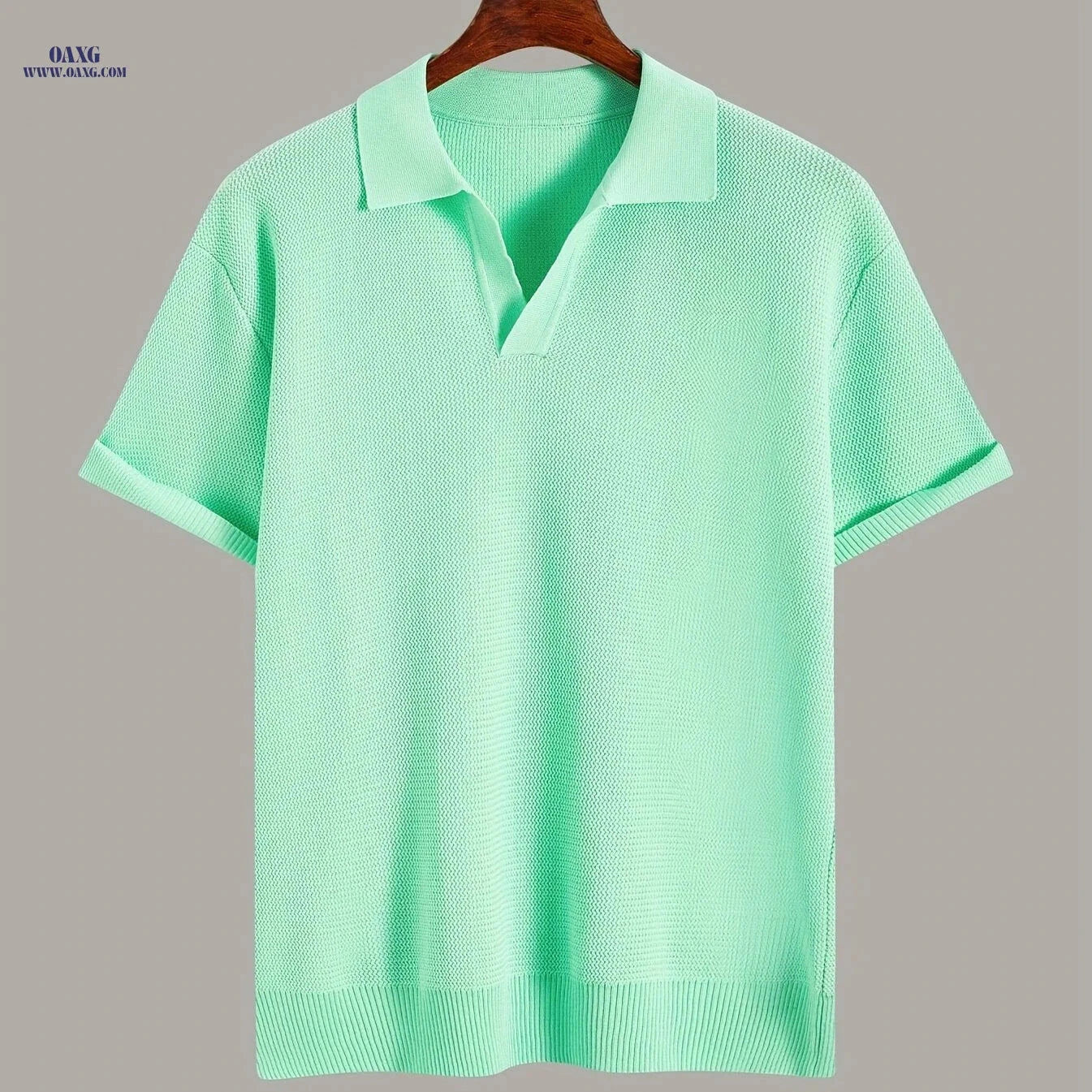 Xingfan Men's Knit Sweater - Trendy Lapel Short-Sleeve Fashion Top   OAXG 