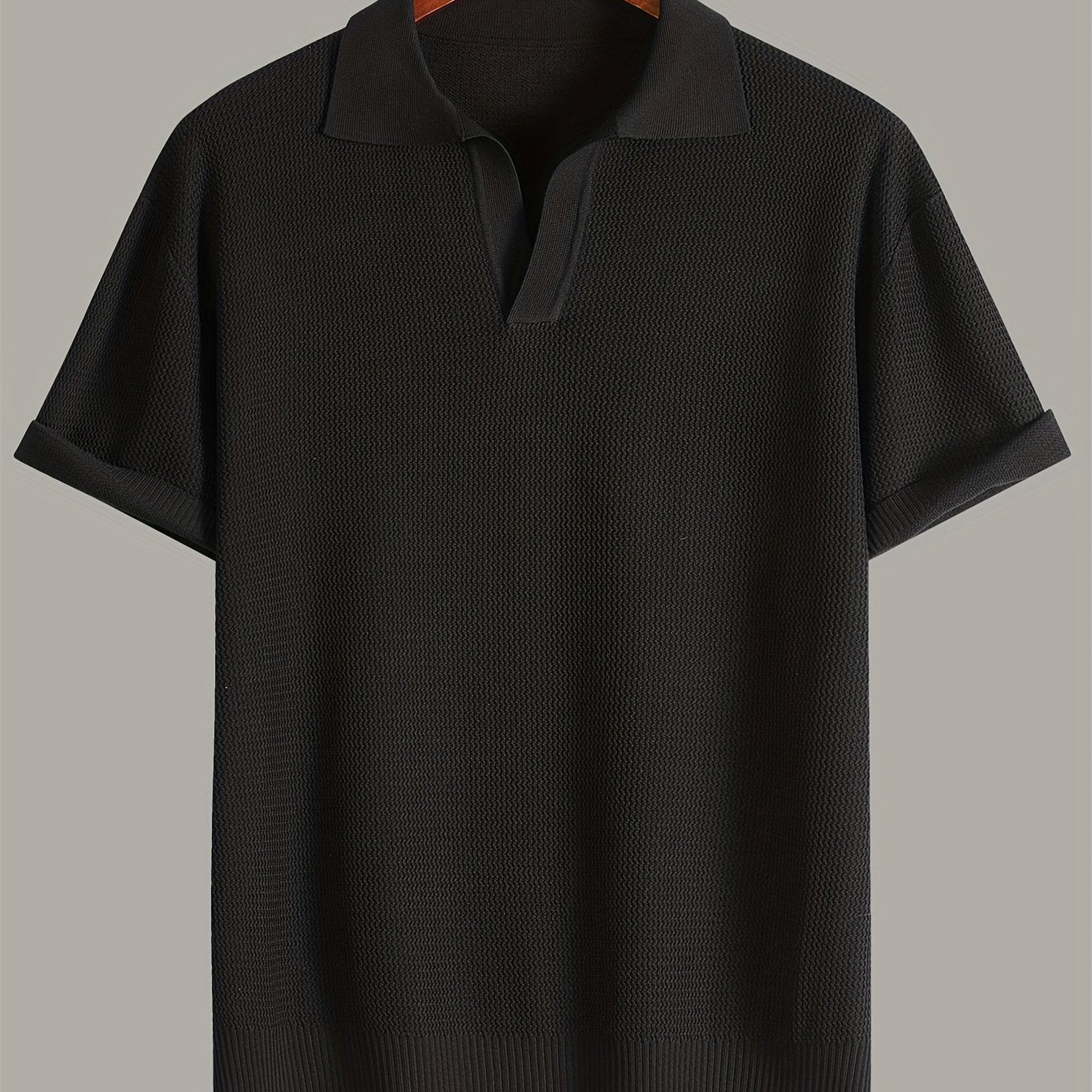 Xingfan Men's Knit Sweater - Trendy Lapel Short-Sleeve Fashion Top   OAXG 